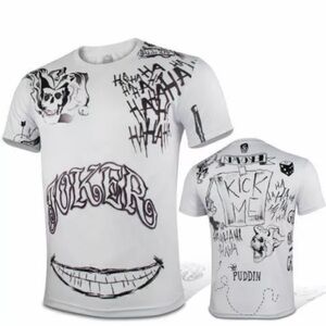 Suicide Squad 3D T-Shirt Joker Tattoos Short Sleeve Shirt Cosplay Costume